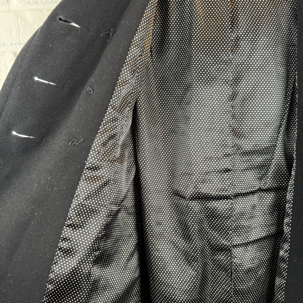 Lux Black Wool Blend Double Breasted Hooded Coat XS - Picture 10 of 12